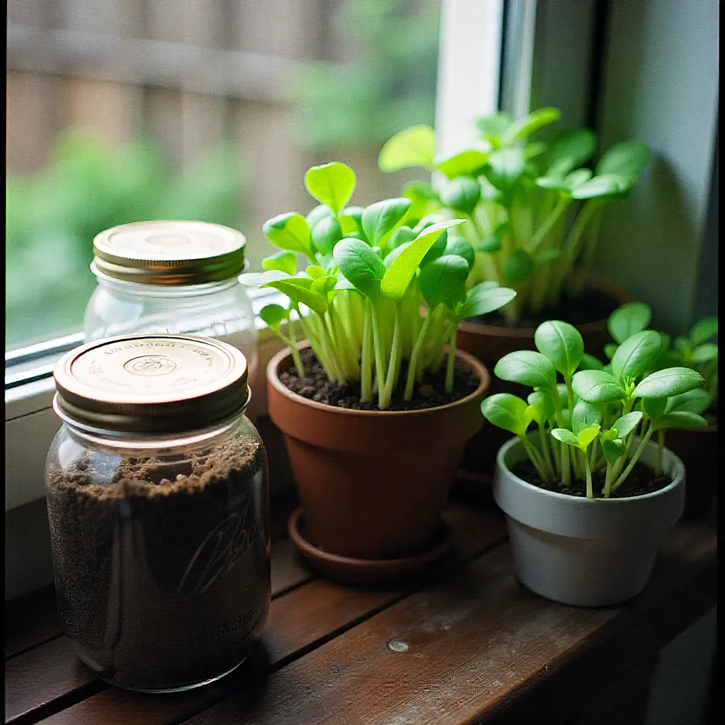 Compact balcony composting setup with containers
